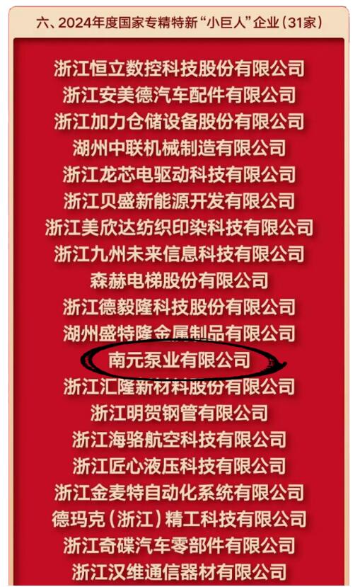南元泵業(yè)斬獲國家專精特新“小巨人”與國內(nèi)首臺(套)兩項(xiàng)殊榮 南元泵業(yè)斬獲國家專精特新“小巨人”與國內(nèi)首臺(套)兩項(xiàng)殊榮